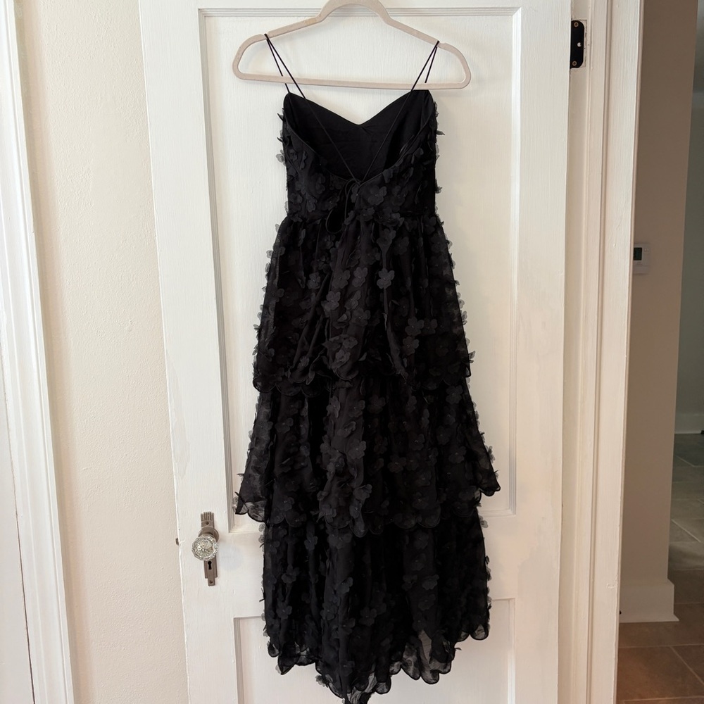 Black Floral Midi Formal Gown